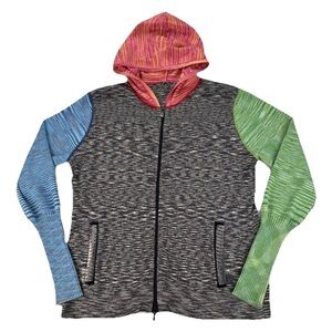 Anthropologie One Girl Who Womens Lg Jacket Zip Front Hooded Hoodie Y2K Boho